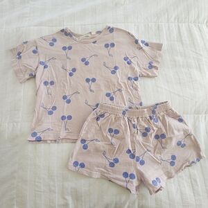 SOLD- Indy And Pippa Daydreamer Cherry Matching Short Set, Size 6T
